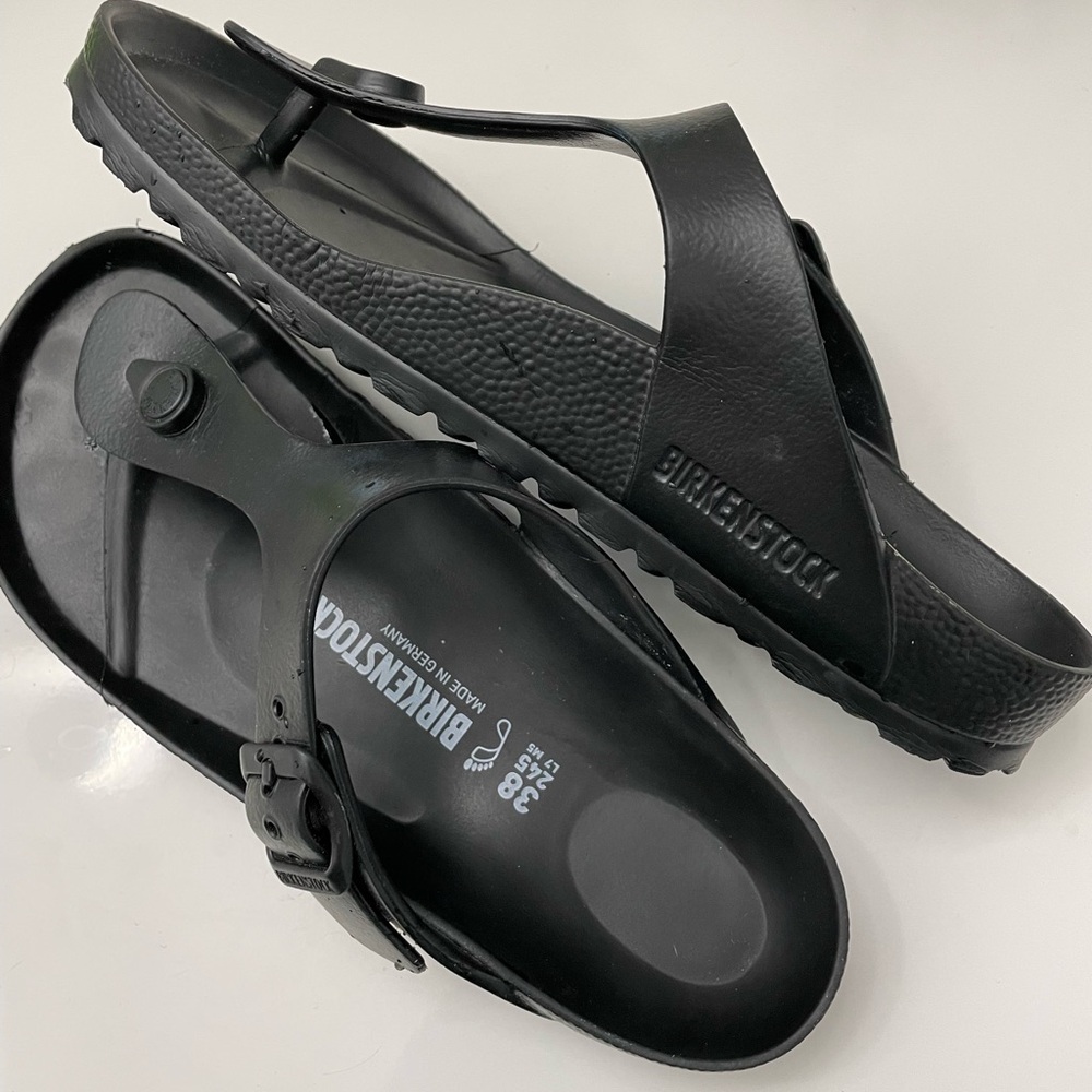 Birkenstock Gizeh Black EVA Sandal, size 38 (7/7.5)